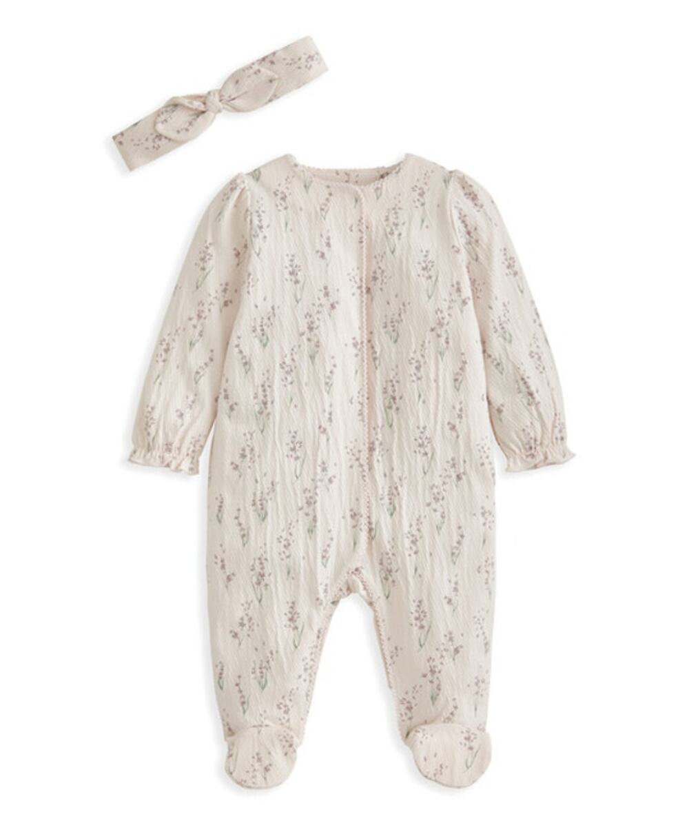 Mamas & Papas Lavender Floral All-In-One-Piece Footed Outfit Girls 6-9 Months